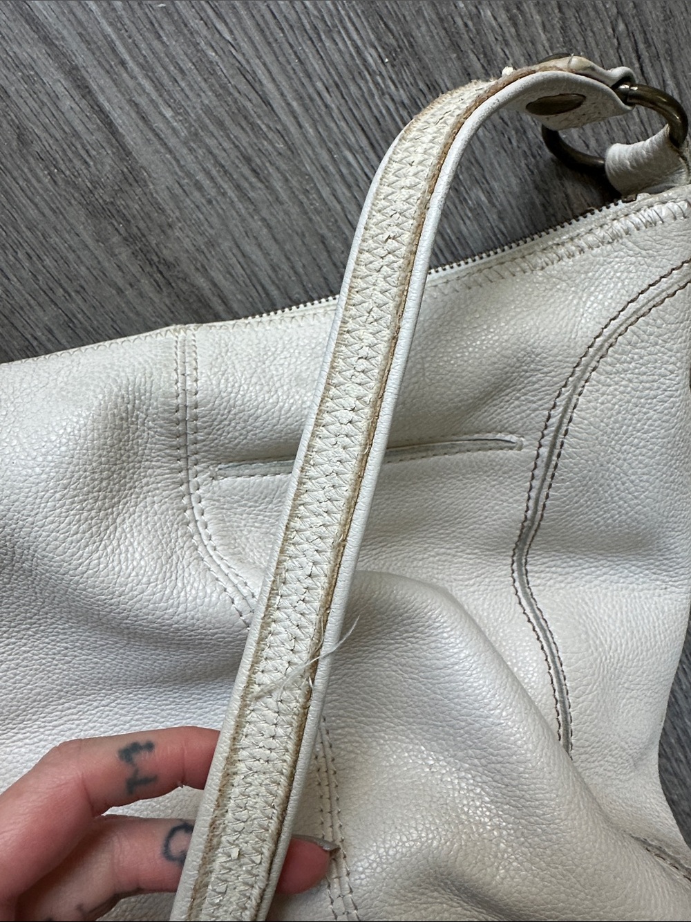 Vintage the sak Cream Leather Hobo Shoulder Bag - Picture 5 of 5